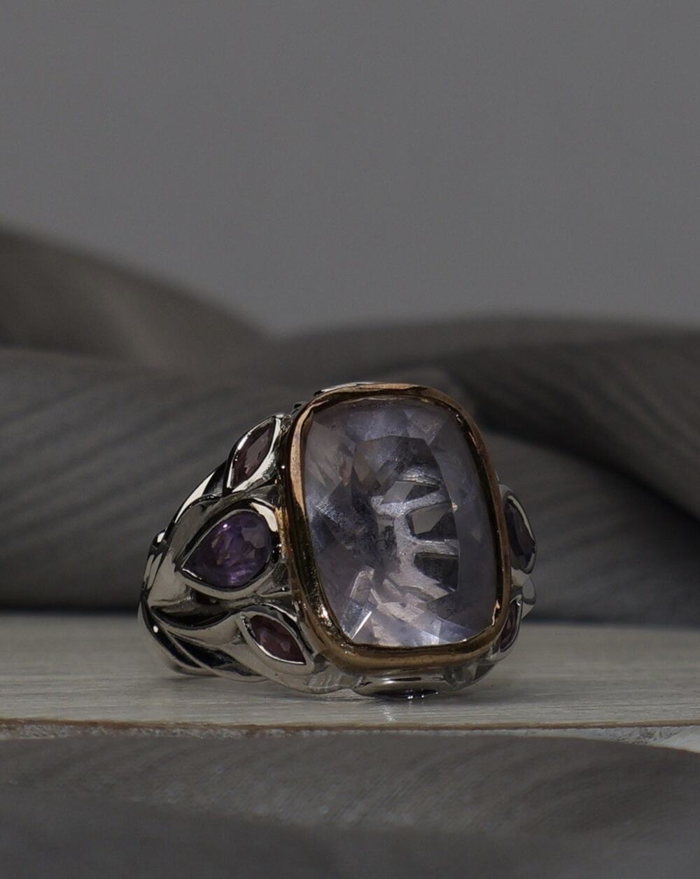 Sterling Silver Amethyst Ring 9.5G / Sz 5